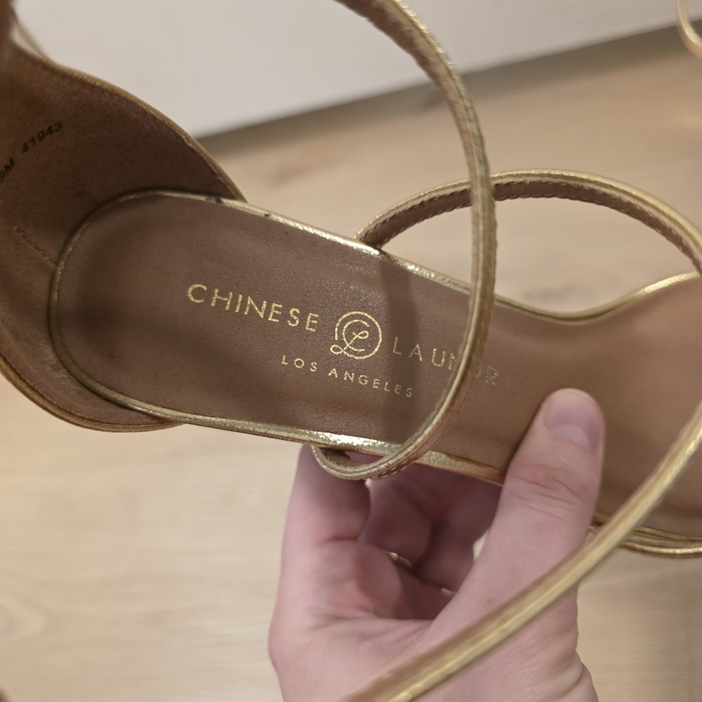 Chinese Laundry Gold Party Glam Going Out Sexy Strappy Sandal Heels Size 8.5M - Picture 6 of 11